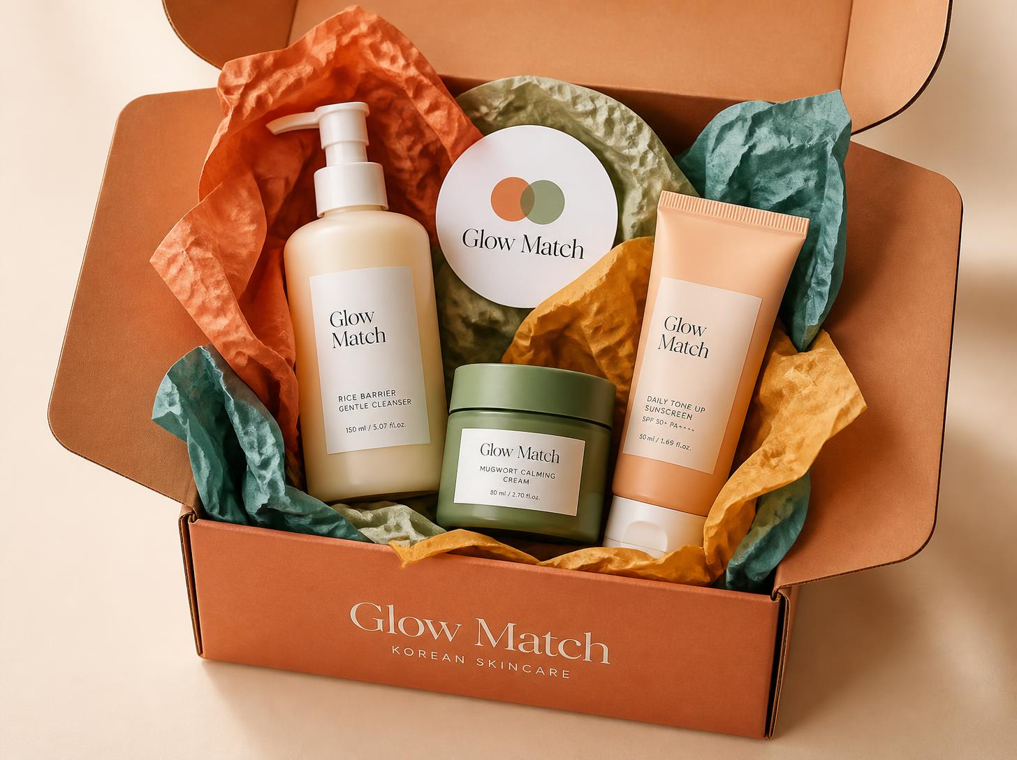 Caja personalizada Glow Match con productos de skincare coreano